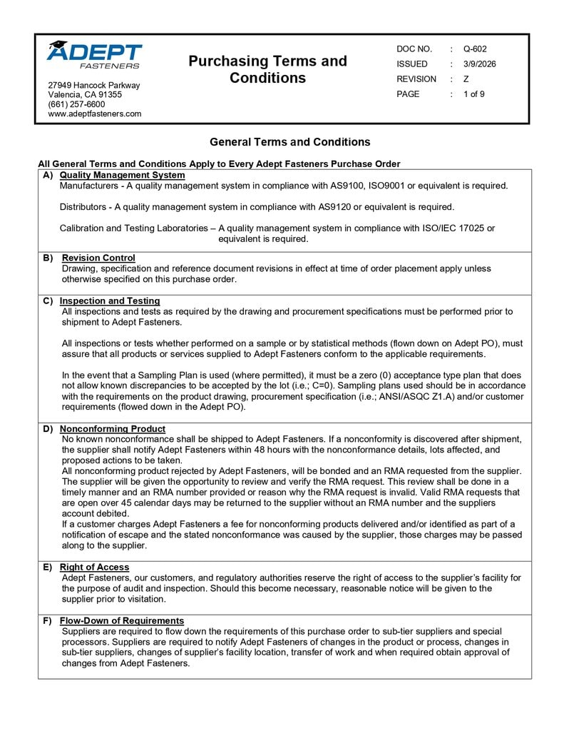 Purchasing Terms and Conditions